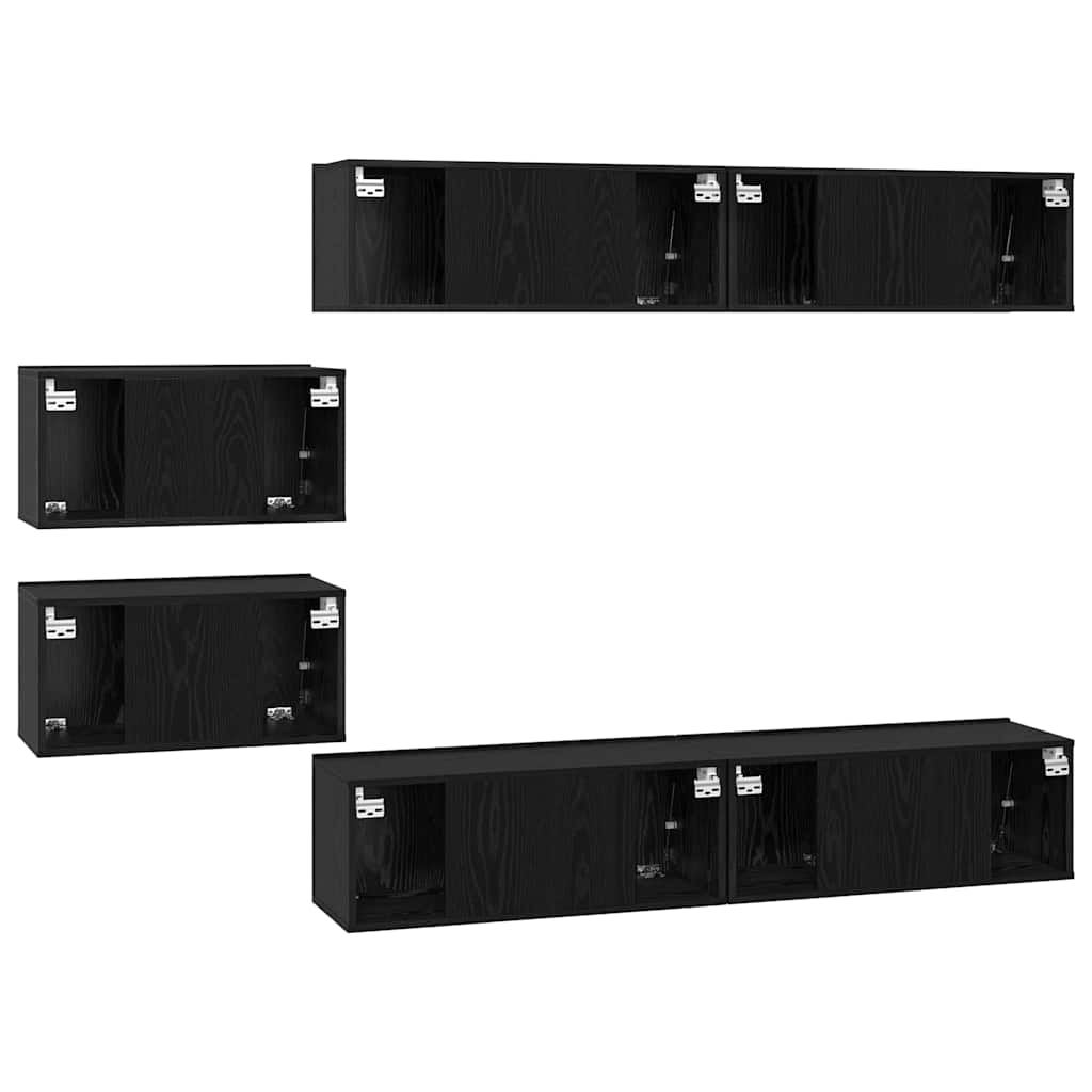 Set mobile TV 6 pcs Rovere Nero Legno multistrato