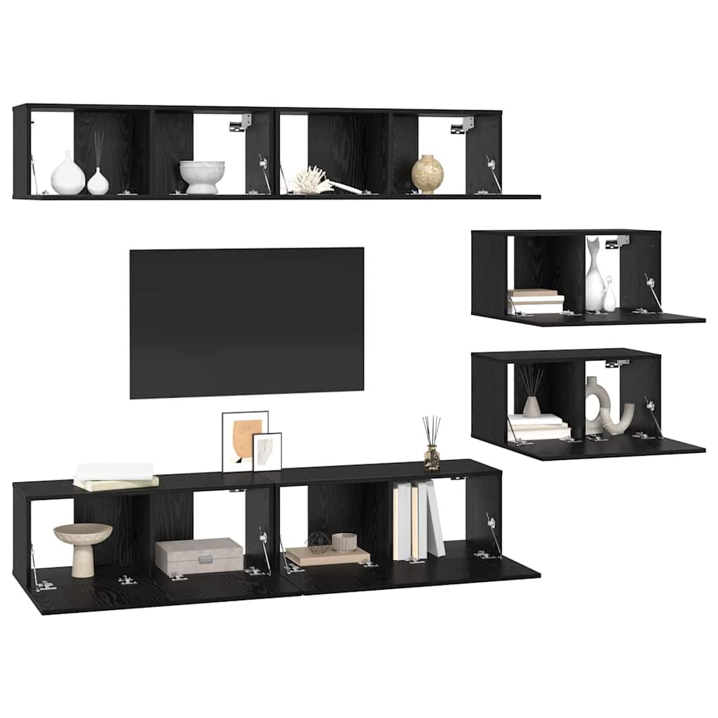 Set mobile TV 6 pcs Rovere Nero Legno multistrato