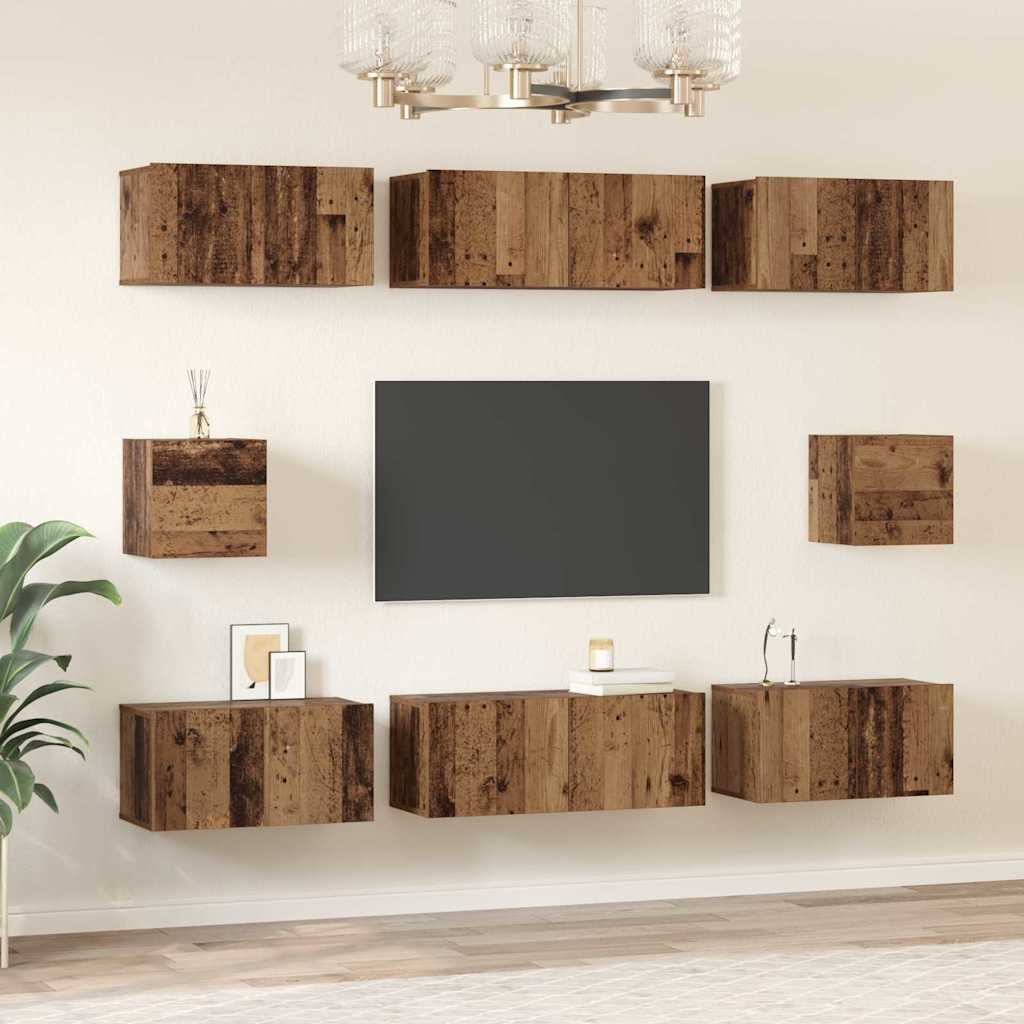 Set mobile TV 8 pcs Legno vecchio Legno multistrato