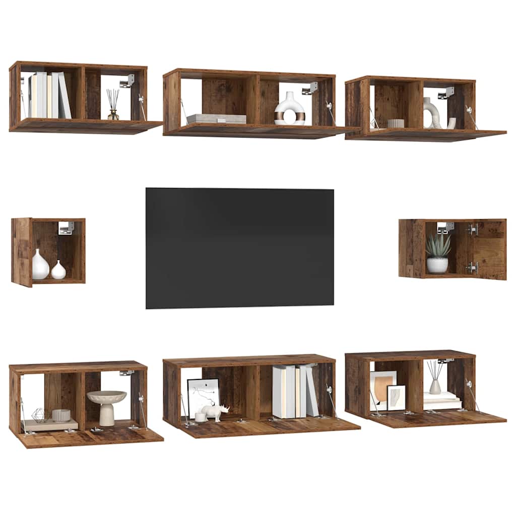 Set mobile TV 8 pcs Legno vecchio Legno multistrato