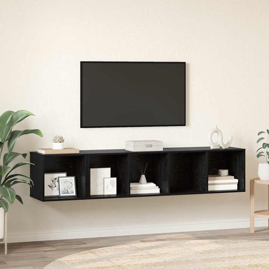 Set di mobili TV 2 pcs Rovere Nero Legno multistrato