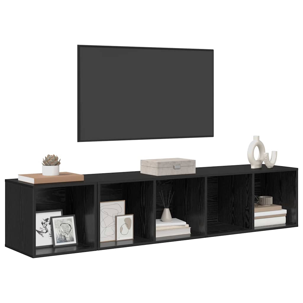 Set di mobili TV 2 pcs Rovere Nero Legno multistrato