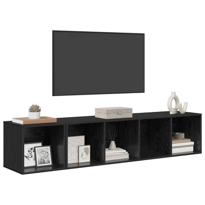 Set di mobili TV 2 pcs Rovere Nero Legno multistrato
