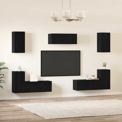 Set mobile TV 7 pcs Rovere Nero Legno multistrato