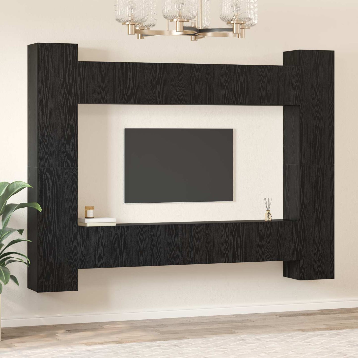 Set mobile TV 10 pcs Rovere Nero 30,5 x 30 x 90 cm