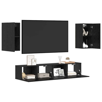 Set mobile TV 4 pcs Rovere Nero Legno multistrato