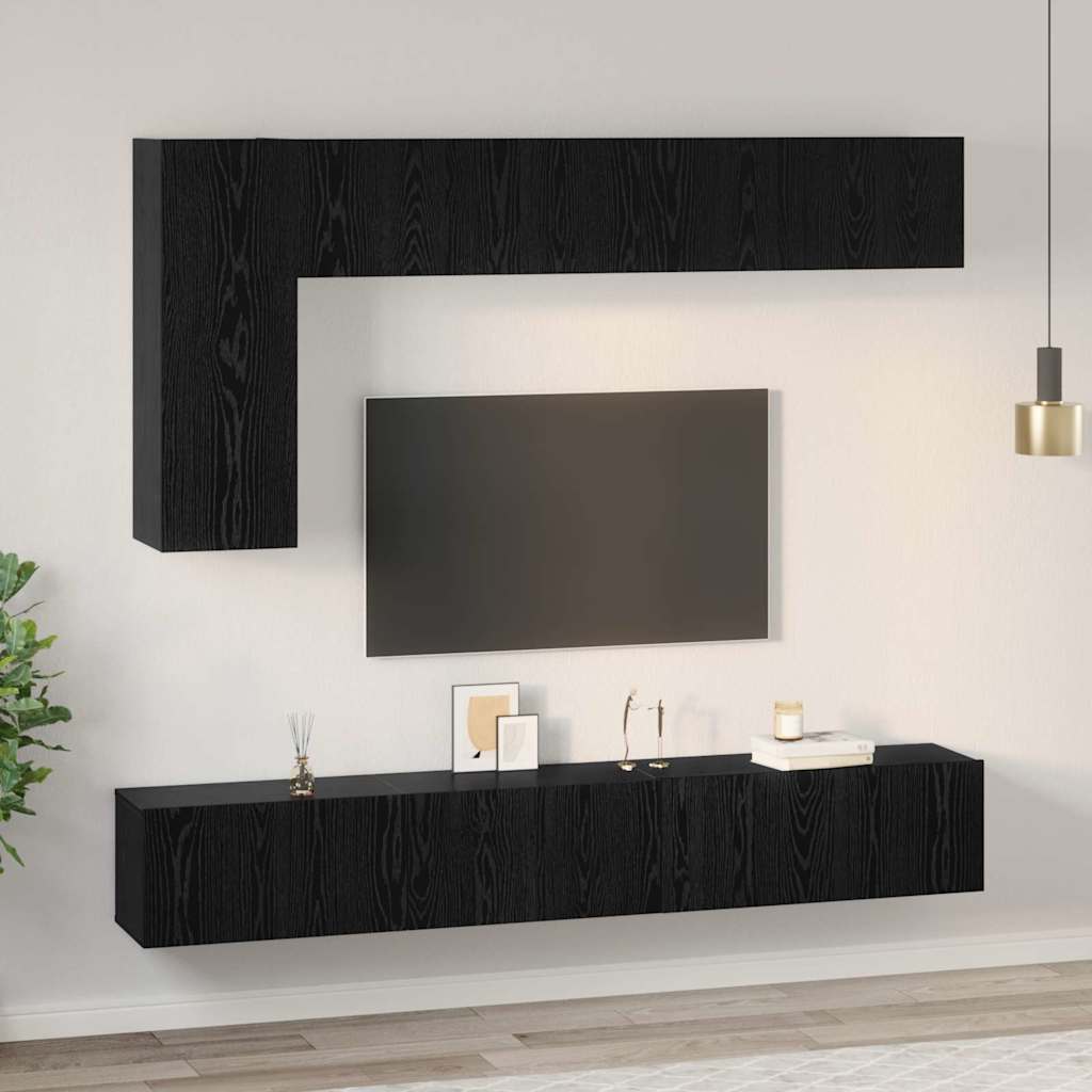 Set mobile TV 6 pcs Rovere Nero Legno multistrato