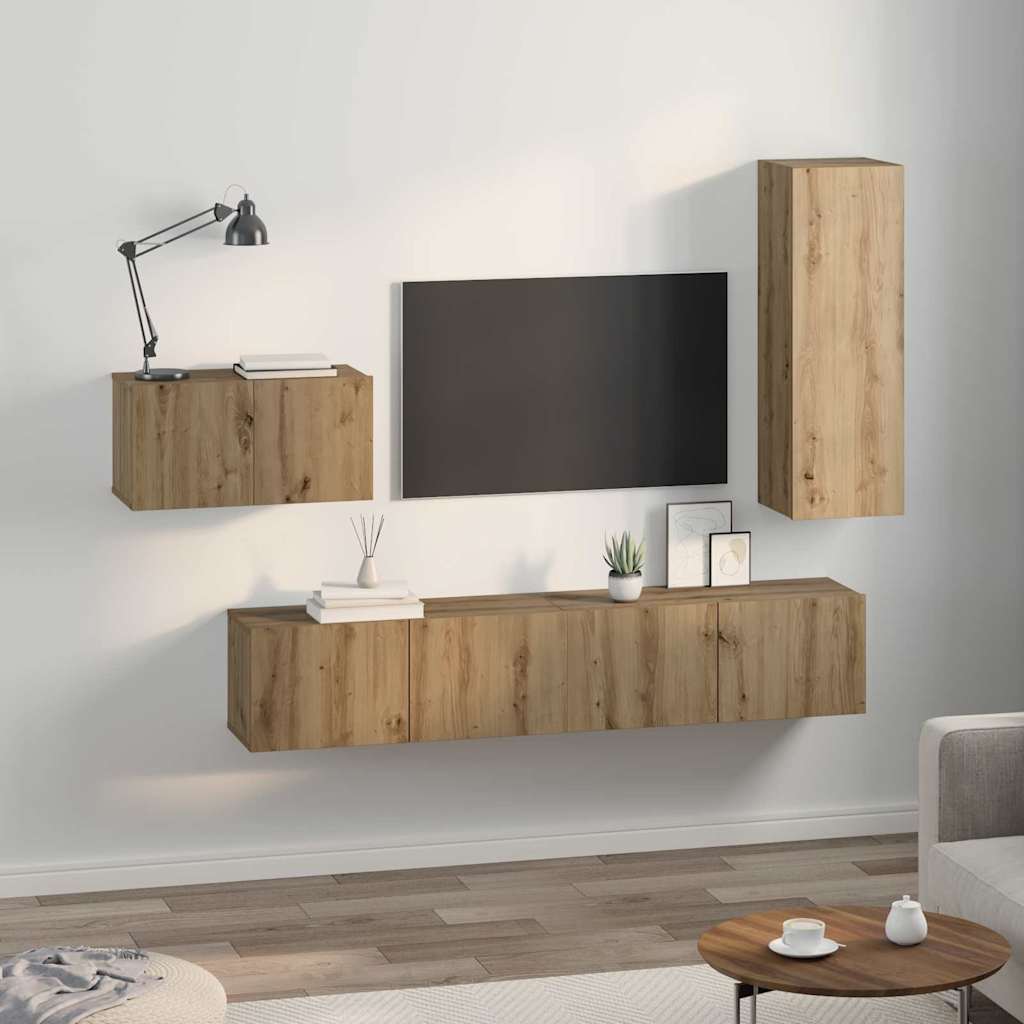 Set mobile TV 4 pcs Rovere artigianale Legno multistrato