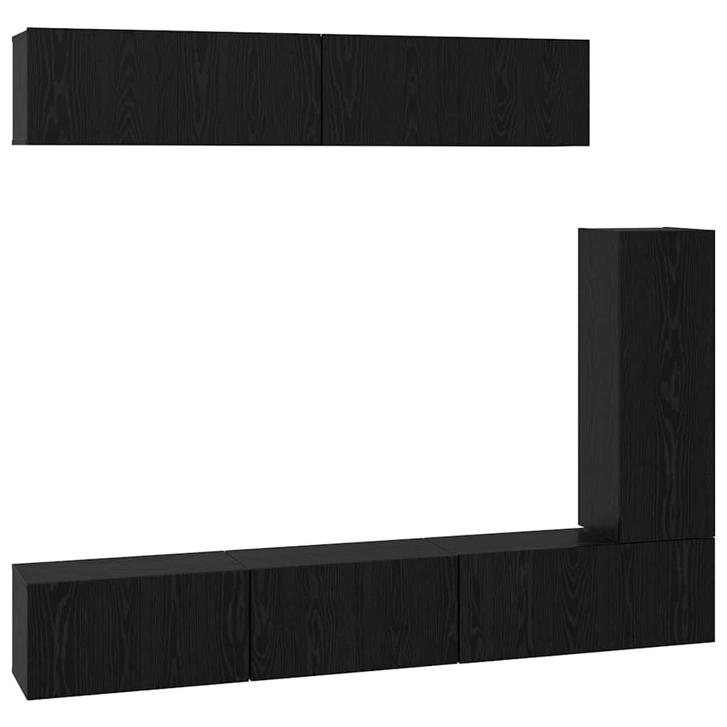 Set mobile TV 6 pcs Rovere Nero Legno multistrato