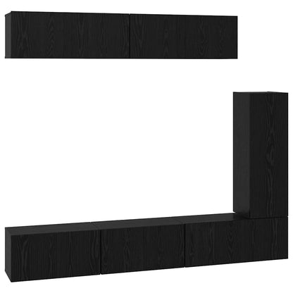 Set mobile TV 6 pcs Rovere Nero Legno multistrato