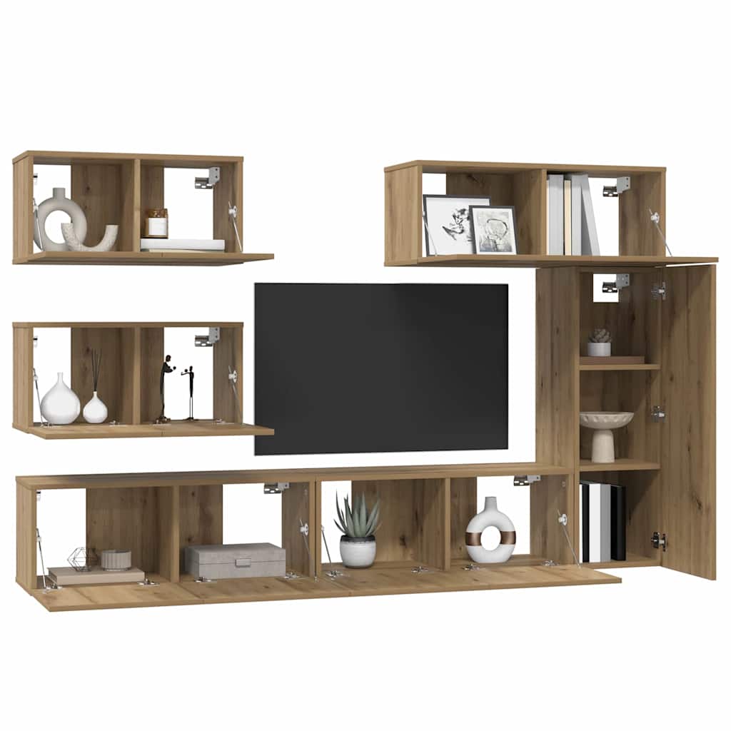 Set mobile TV 6 pcs Rovere artigianale Legno multistrato