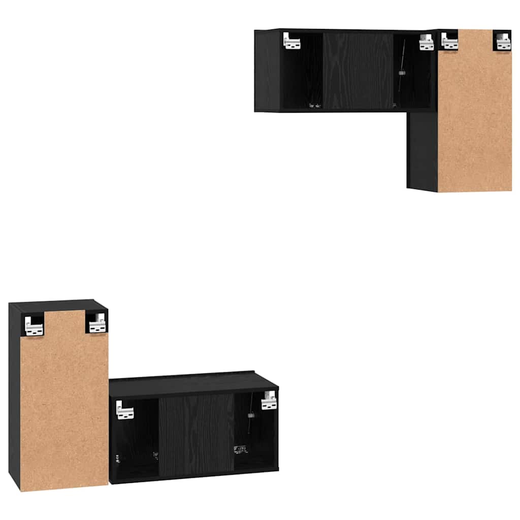 Set mobile TV Montaggio a parete Rovere Nero Legno multistrato