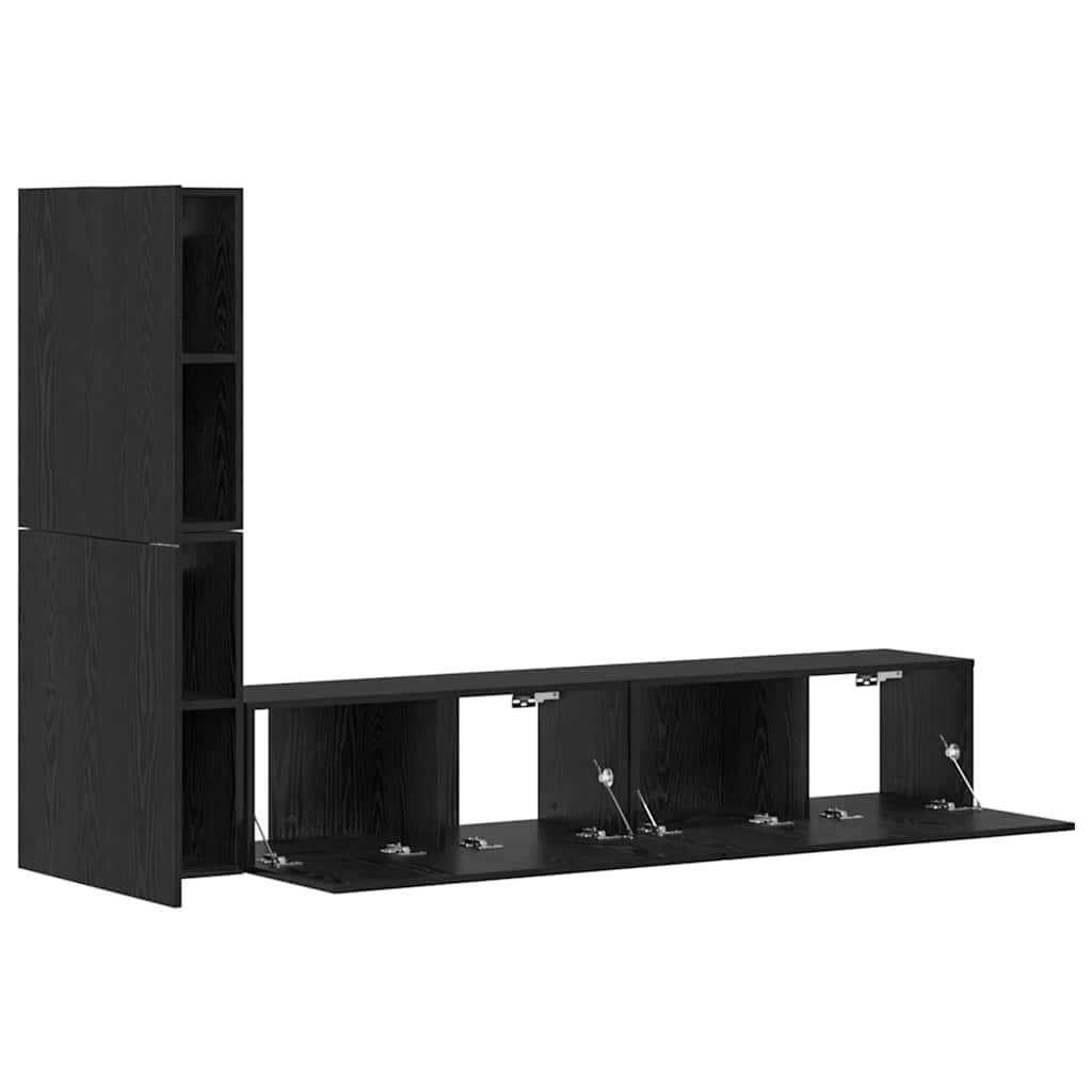 Mobile TV da Parete 2 pcs Rovere Nero Legno multistrato