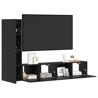 Mobile TV da Parete 2 pcs Rovere Nero Legno multistrato