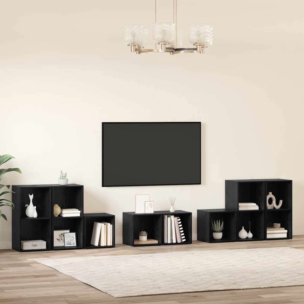 Set di mobili TV 8 pcs Rovere Nero Legno multistrato