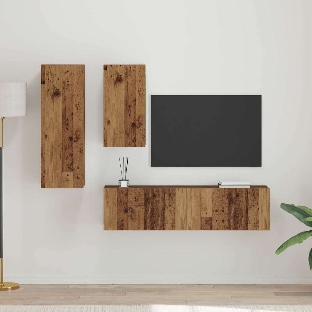 Set mobile TV 4 pcs Legno vecchio Legno multistrato