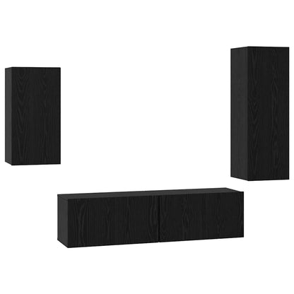 Set mobile TV 4 pcs Rovere Nero Legno multistrato