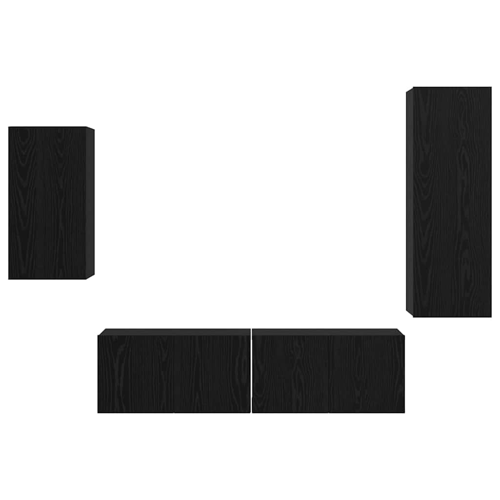 Set mobile TV 4 pcs Rovere Nero Legno multistrato
