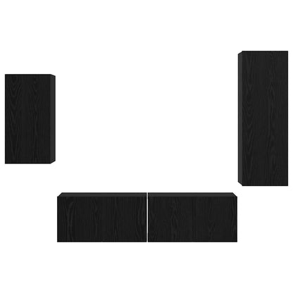 Set mobile TV 4 pcs Rovere Nero Legno multistrato