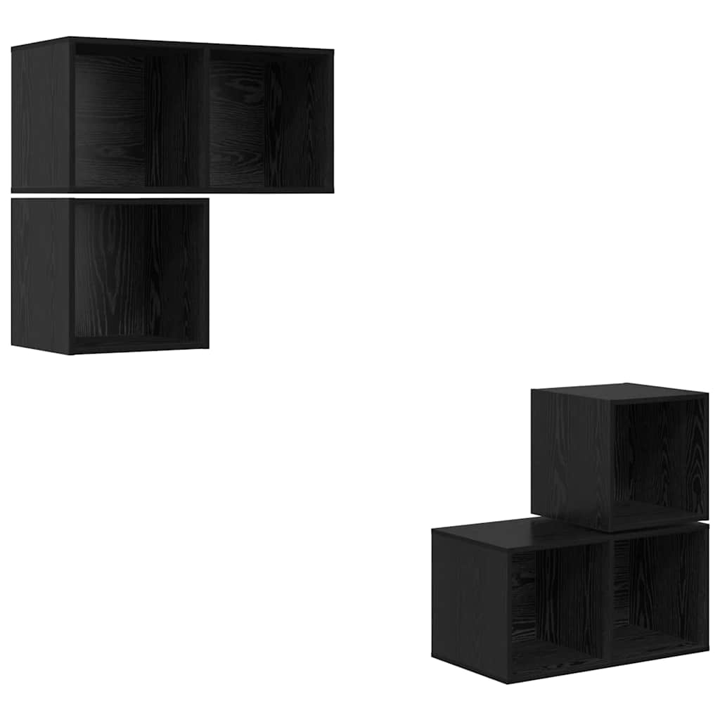 Set mobile TV 4 pcs Rovere Nero Legno multistrato
