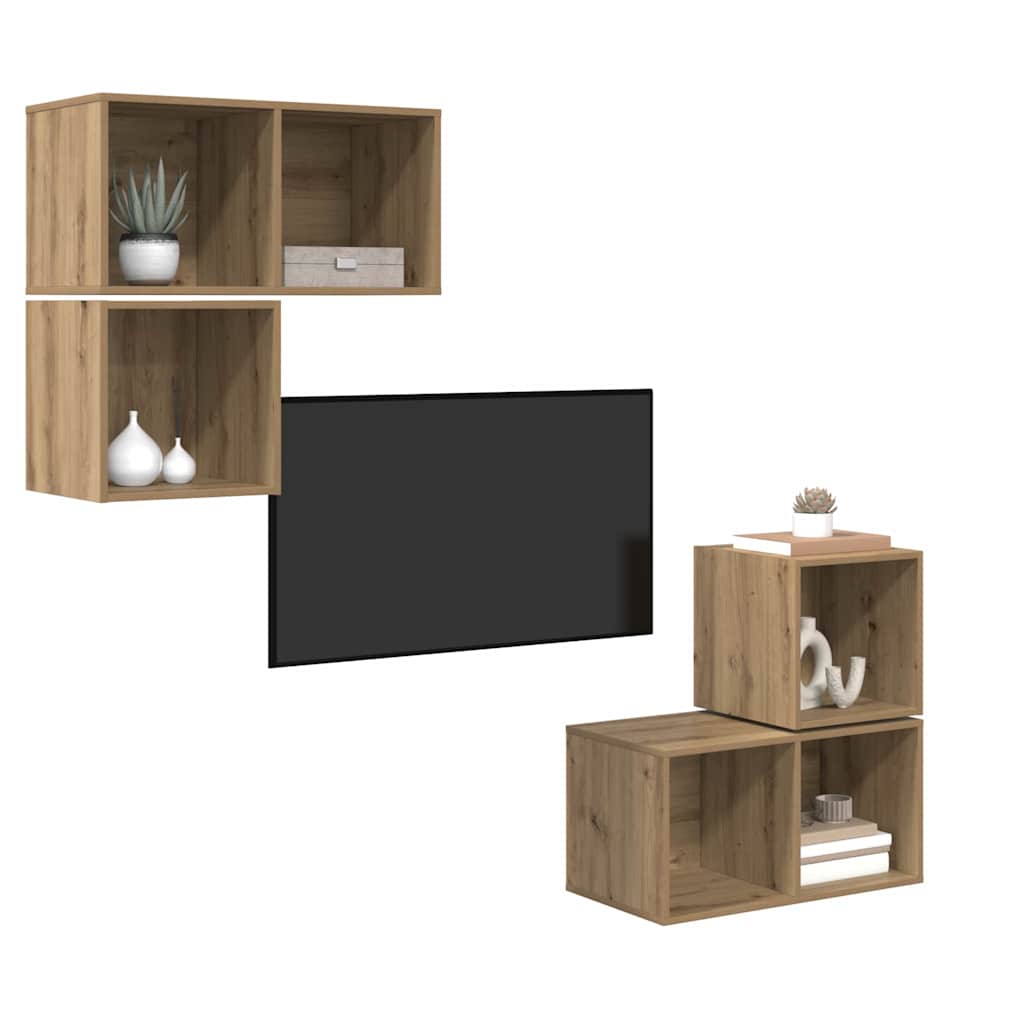 Set mobile TV 4 pcs Rovere artigianale Legno multistrato