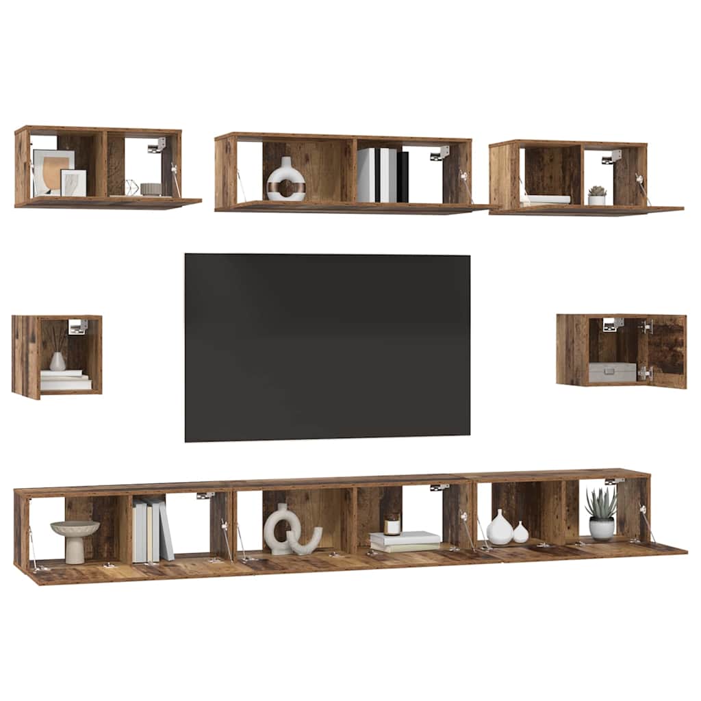 Set mobile TV 8 pcs Legno vecchio Legno multistrato