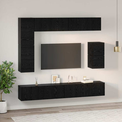 Set mobile TV 8 pcs Rovere Nero Legno multistrato | homemem39