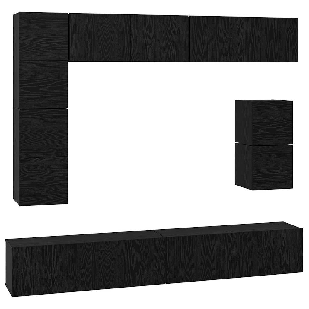 Set mobile TV 8 pcs Rovere Nero Legno multistrato