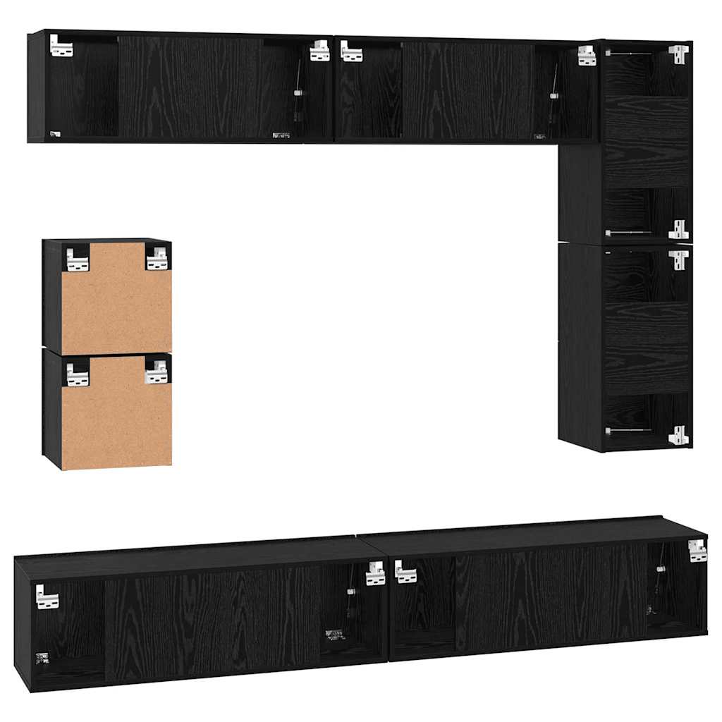 Set mobile TV 8 pcs Rovere Nero Legno multistrato