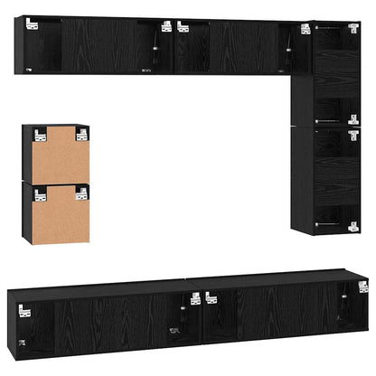 Set mobile TV 8 pcs Rovere Nero Legno multistrato
