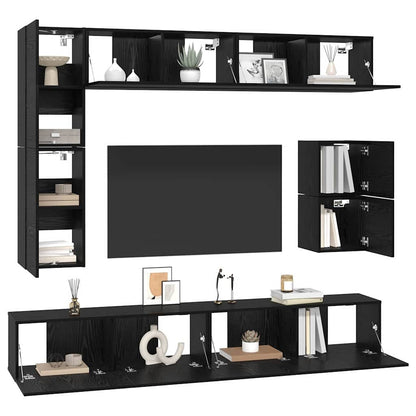 Set mobile TV 8 pcs Rovere Nero Legno multistrato | homemem39