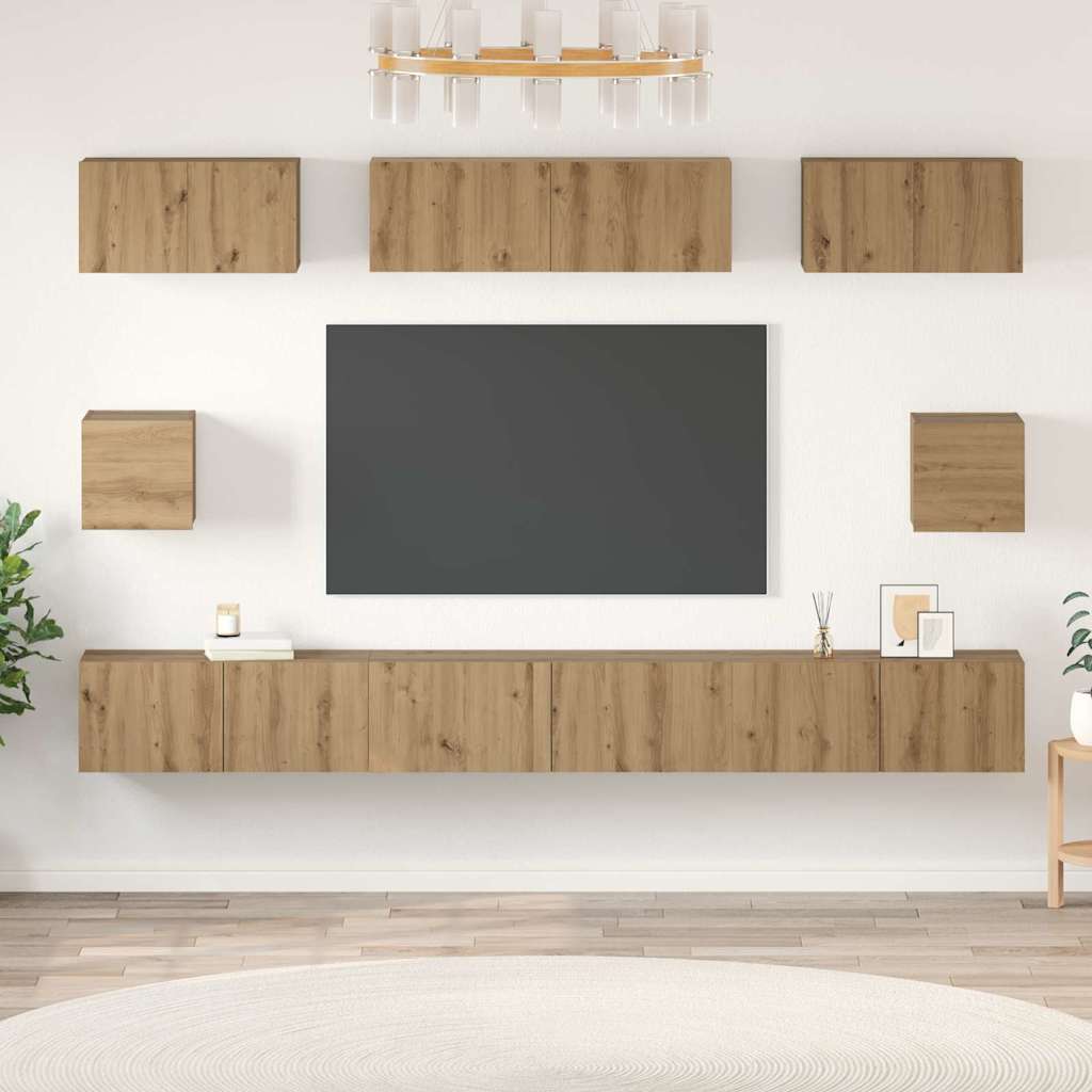 Set mobile TV 8 pcs Rovere artigianale Legno multistrato
