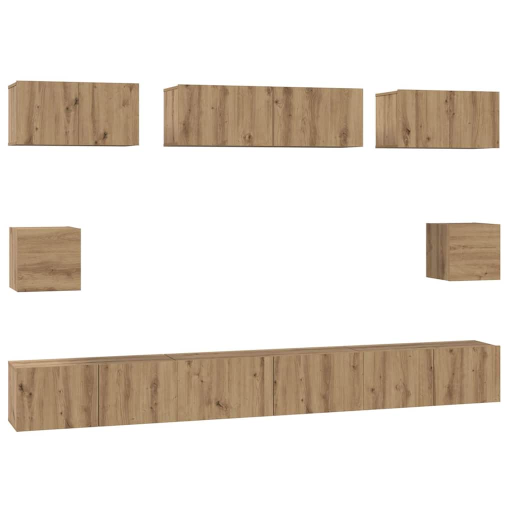 Set mobile TV 8 pcs Rovere artigianale Legno multistrato