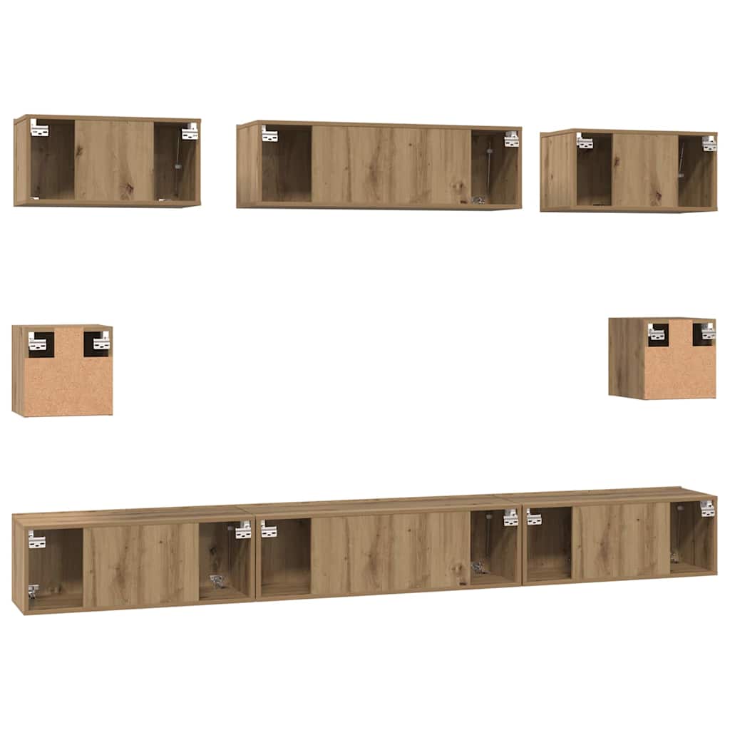 Set mobile TV 8 pcs Rovere artigianale Legno multistrato