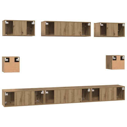 Set mobile TV 8 pcs Rovere artigianale Legno multistrato