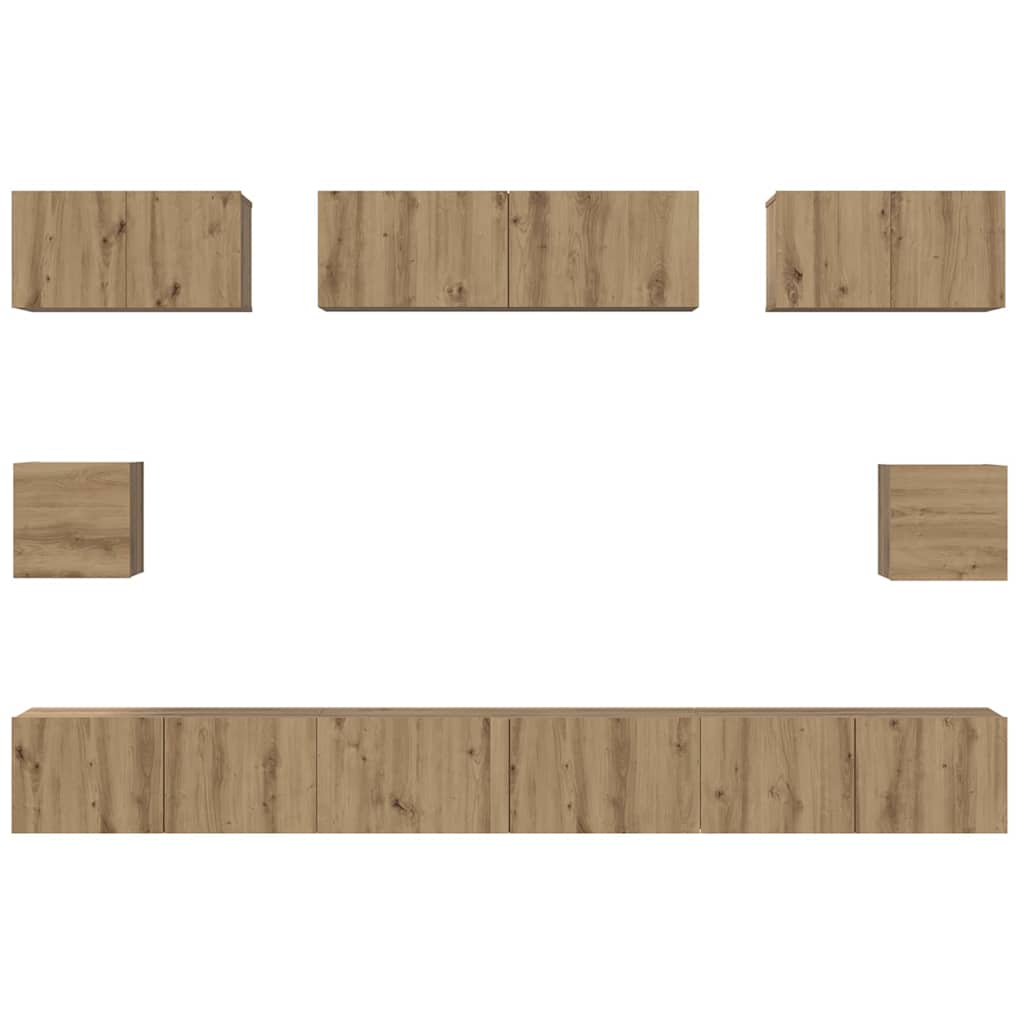 Set mobile TV 8 pcs Rovere artigianale Legno multistrato