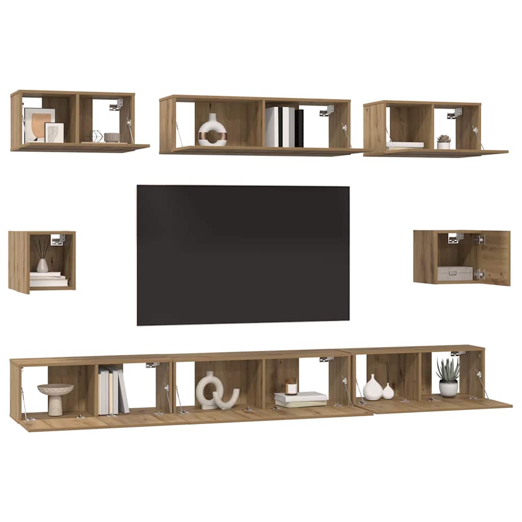 Set mobile TV 8 pcs Rovere artigianale Legno multistrato