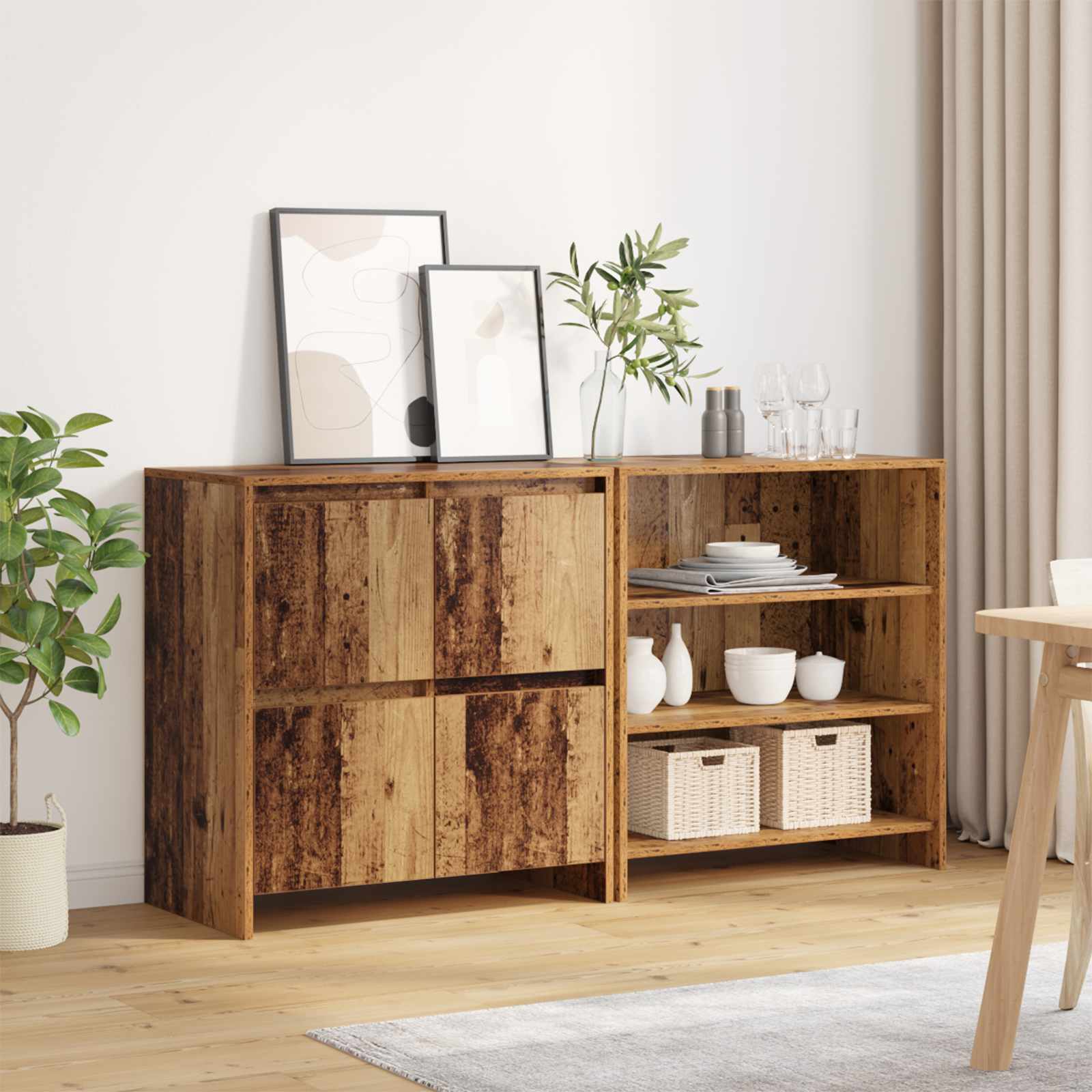 Credenza 2 pcs Legno vecchio 70 x 41 x 75 cm Legno multistrato | homemem39