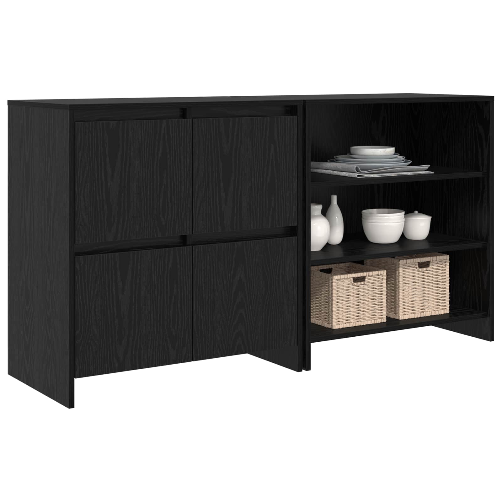 Credenza 2 pcs Rovere Nero 70 x 41 x 75 cm Legno multistrato | homemem39
