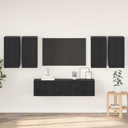 Set mobile TV Montaggio a parete Rovere Nero Legno multistrato