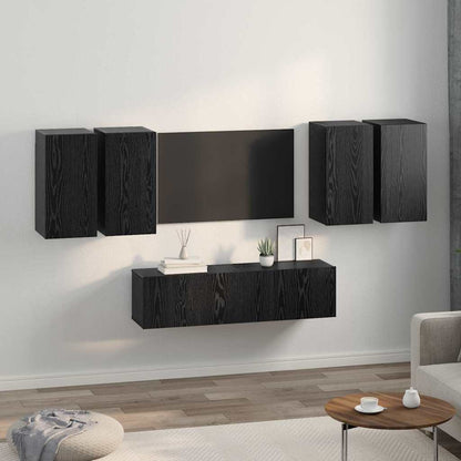 Set mobile TV Montaggio a parete Rovere Nero Legno multistrato