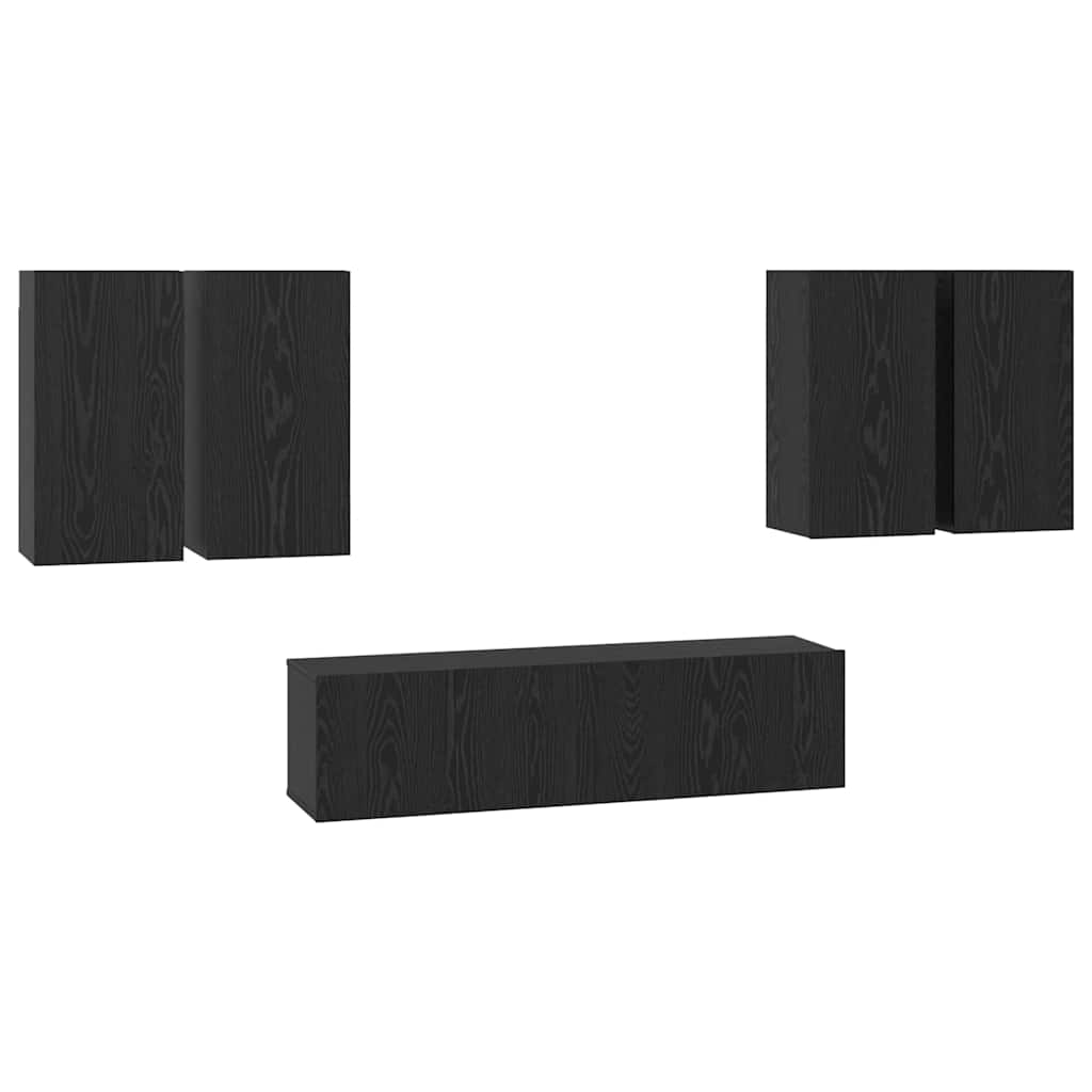 Set mobile TV Montaggio a parete Rovere Nero Legno multistrato