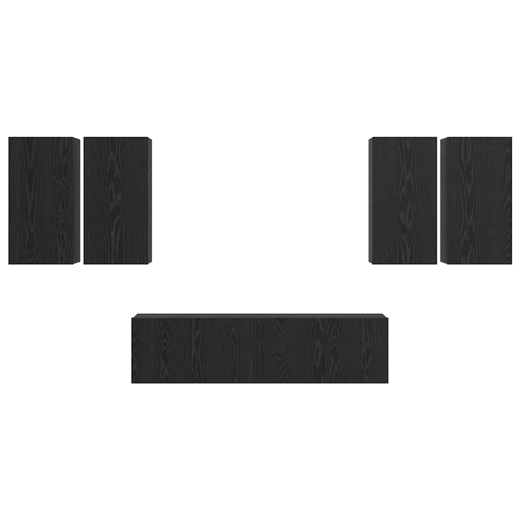 Set mobile TV Montaggio a parete Rovere Nero Legno multistrato