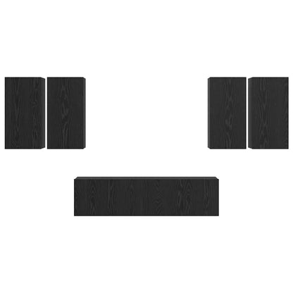 Set mobile TV Montaggio a parete Rovere Nero Legno multistrato