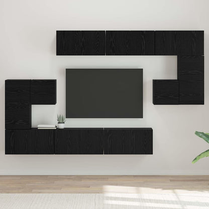 Set mobile TV 10 pcs Rovere Nero Legno multistrato | homemem39