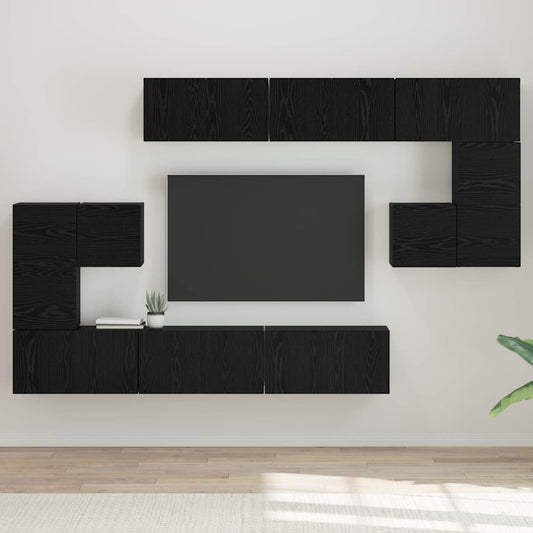 Set mobile TV 10 pcs Rovere Nero Legno multistrato | homemem39