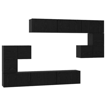 Set mobile TV 10 pcs Rovere Nero Legno multistrato | homemem39