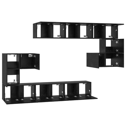 Set mobile TV 10 pcs Rovere Nero Legno multistrato