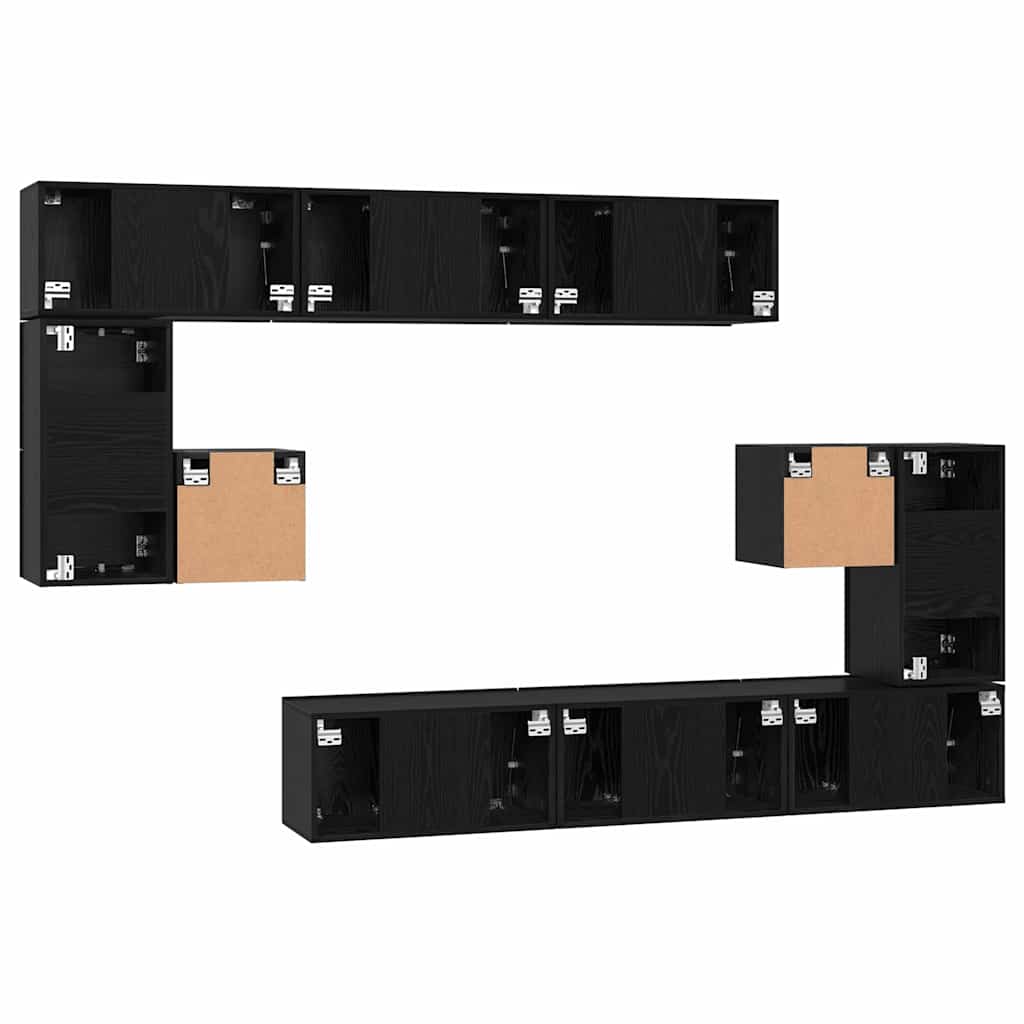 Set mobile TV 10 pcs Rovere Nero Legno multistrato