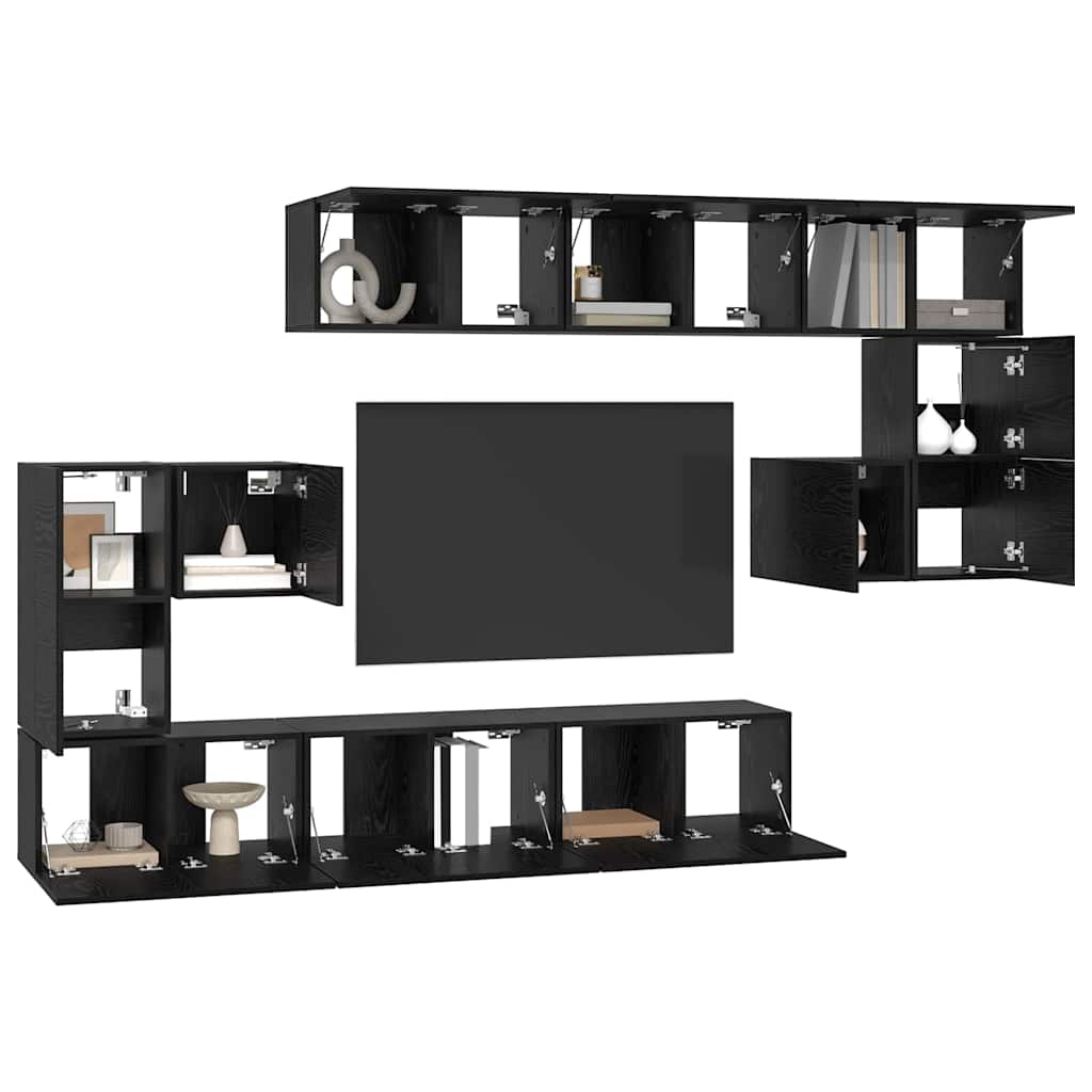 Set mobile TV 10 pcs Rovere Nero Legno multistrato